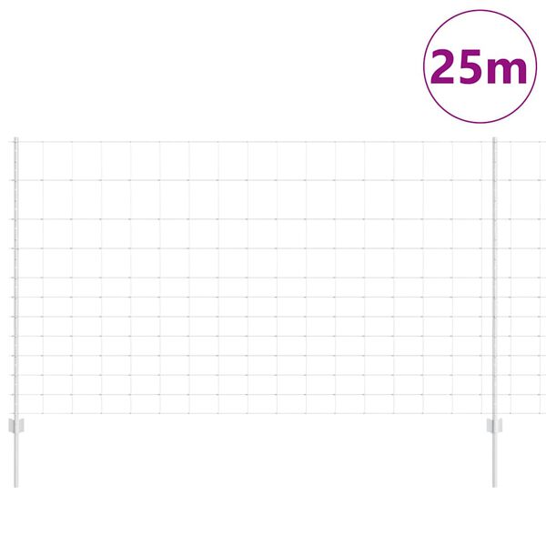 vidaXL Tvora su stulpais Sidabro 1,4 x 25 m Plienas