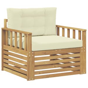 vidaXL Lauko sofa Poliesteris Balta ir kreminė