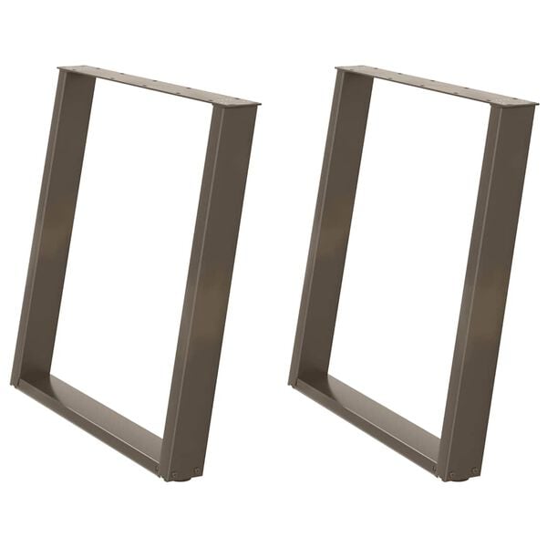 vidaXL Valgomojo stalo kojelės, U formos, 2 vnt., natūralus plienas, 70x(72-73) cm, plienas