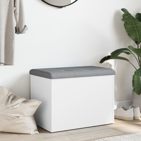 vidaXL Suoliukas daiktadėžei, baltas, 62x42x45cm, inžinerinė mediena