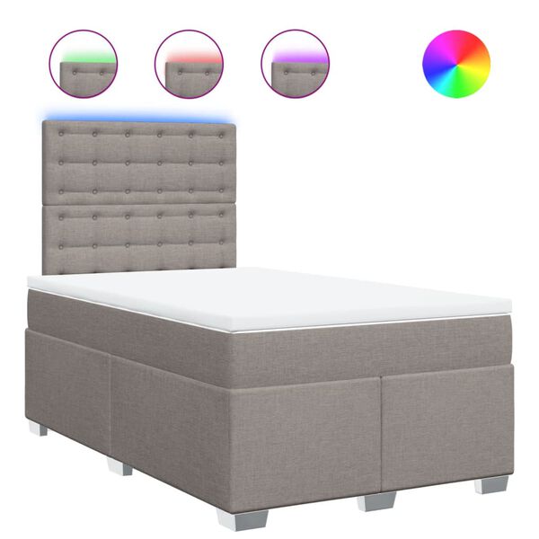 vidaXL Lova su spyruoklėmis ir čiužiniu, taupe, 120x200 cm, audinys