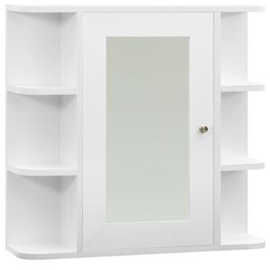 vidaXL Vonios kambario spintelė su veidrodžiu, balta, 66x17x63cm, MDF