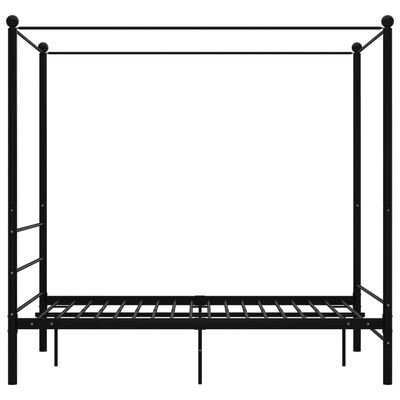 vidaXL Lovos rėmas su baldakimu, juodos spalvos, 120x200cm, metalas