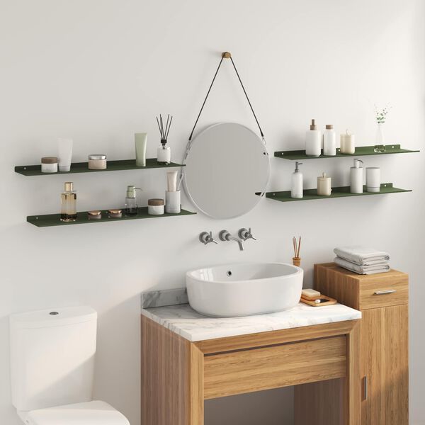 vidaXL Plūduriuojanti lentyna 4 pcs Alyvuogių žalia 80 x 18 x 2,5 cm