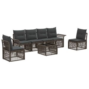 vidaXL Sodo Sofų Rinkinys 7 pcs Pilka poliratanas