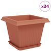 vidaXL Augalų vazonai 24 vnt. Raudona plyta Plastmasė