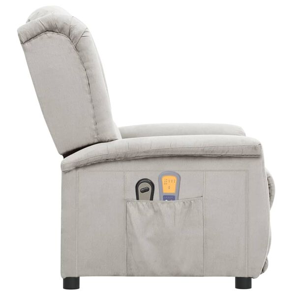 vidaXL Elektrinis masažinis krėslas, šviesiai pilkas, audinys