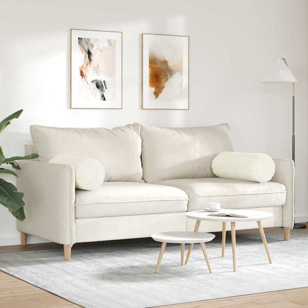 vidaXL Pagalvės 2 pcs Kreminė Ø 25 x 70 cm Kordūrinis audinys