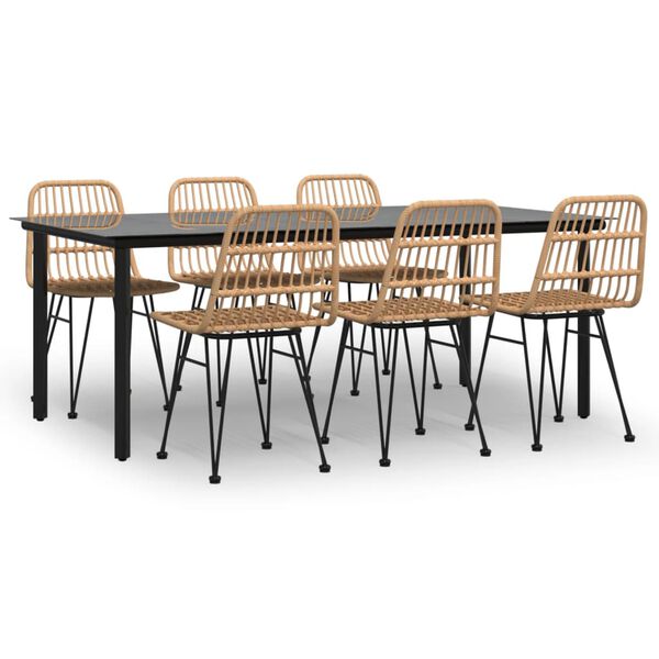 vidaXL Sodo valgomojo baldų komplektas, 7 dalių, poliratanas