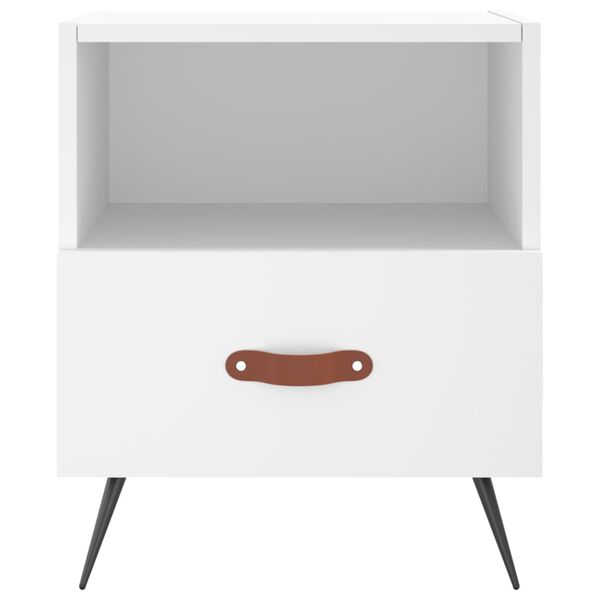 vidaXL Naktinė spintelė, balta, 40x35x47,5cm, apdirbta mediena