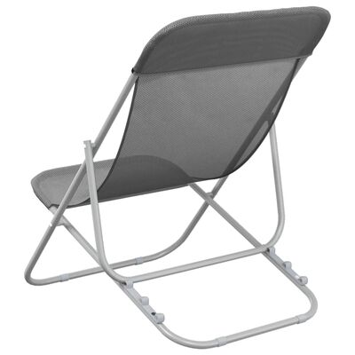 vidaXL Paplūdimio kėdės, 2vnt., pilkos, tekstilenas ir plienas
