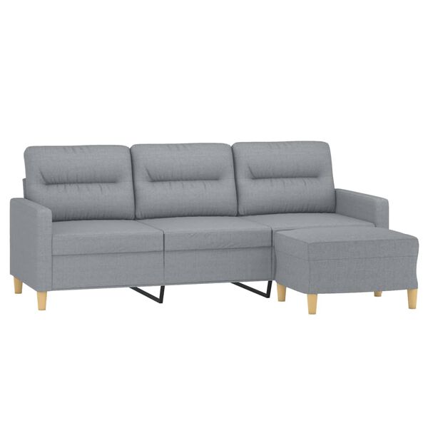 vidaXL Trivietė sofa su pakoja, &scaron;viesiai pilka, 180cm, audinys