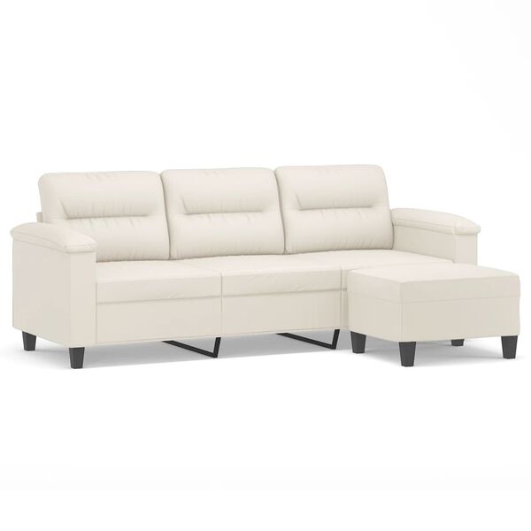 vidaXL Trivietė sofa su pakoja, kreminės spalvos, 180cm, dirbtinė oda