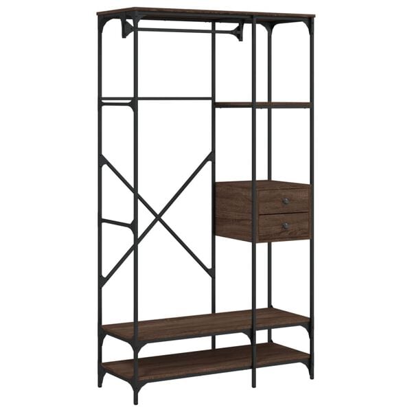 vidaXL Drabužių spinta su stalčiais, ruda, 100x40x180cm, mediena