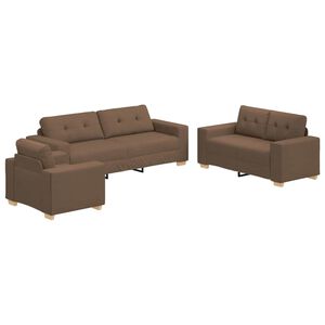 vidaXL Sofa 3 vnt. Ruda Lino mi&scaron;inio audinys