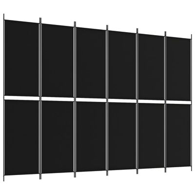vidaXL Kambario pertvara, 6 dalių, juodos spalvos, 300x220cm, audinys
