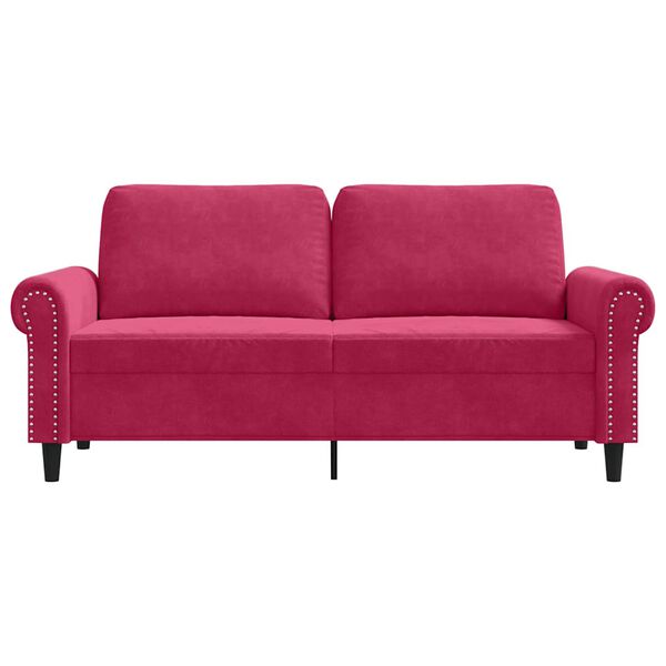 vidaXL Dvivietė sofa, raudonojo vyno spalvos, 140cm, aksomas