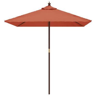 vidaXL Sodo skėtis su mediniu stulpu, terakota spalvos, 198x198x231cm