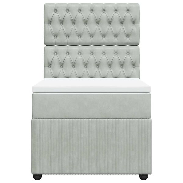 vidaXL Lova su spyruoklėmis ir čiužiniu, pilka, 80x200cm, aksomas