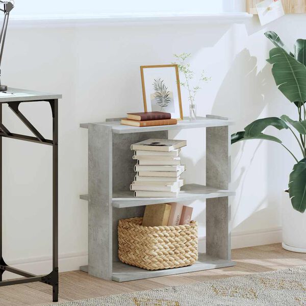 vidaXL Knygų spinta, 3 auk&scaron;tų, betono, 60x30x60cm, apdirbta mediena