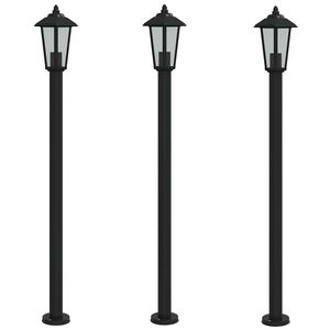 vidaXL Lauko &scaron;viestuvai, 3vnt., juodi, 120cm, nerūdijantis plienas