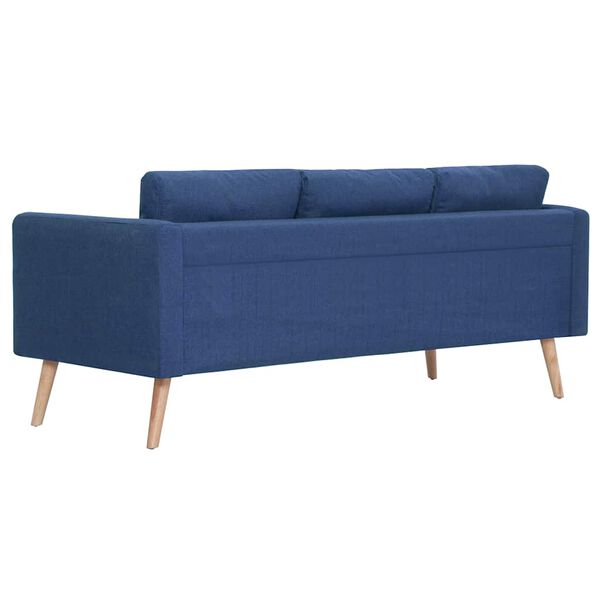 vidaXL Trivietė sofa, mėlyna, audinys