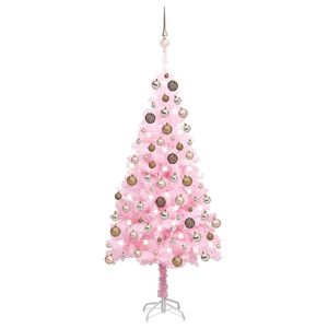 vidaXL Dirbtinė Kalėdų eglutė su žaisliukais, rožinė, 120cm, PVC
