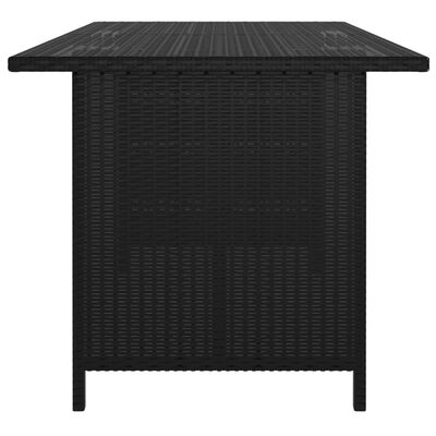 vidaXL Sodo valgomojo stalas, juodos spalvos, 110x70x65cm, poliratanas