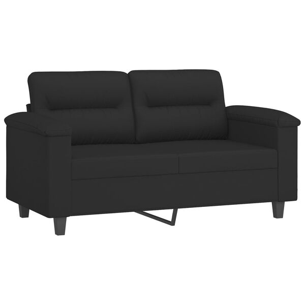 vidaXL Dvivietė sofa su pagalvėmis, juoda, 120cm, mikropluošto audinys