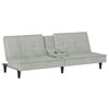 vidaXL Sofa-lova su puodelių laikikliais, &scaron;viesiai pilka, aksomas