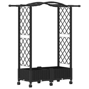vidaXL Pakeltas lovas su trelėmis ir stogu Juoda 124 x 40 x 129 cm PP