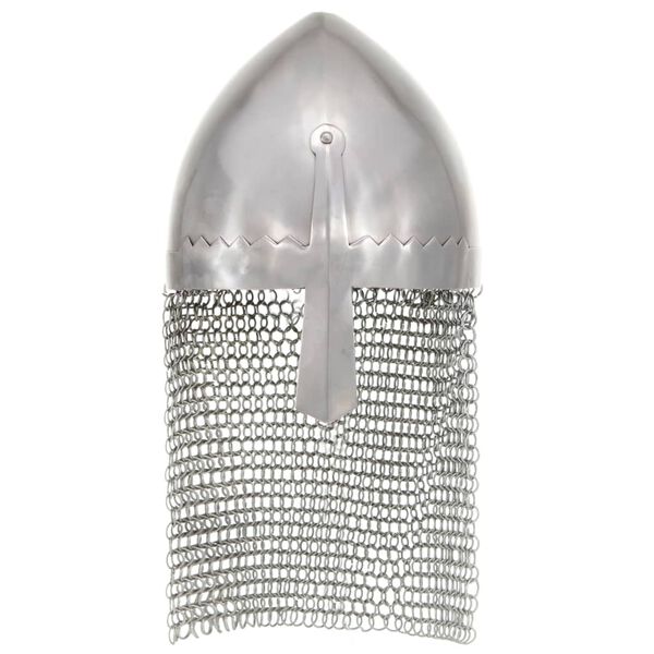 vidaXL Riterio šalmas, sidabrinis, plienas, antikvarinė kopija