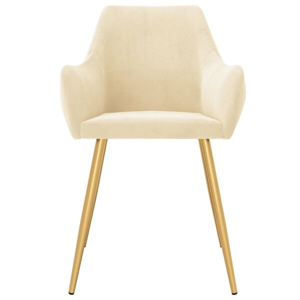 vidaXL Valgomojo kėdės, 2vnt., kreminės spalvos, aksomas