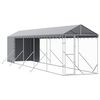 vidaXL Lauko voljeras &scaron;unims su stogu, sidabrinis, 2x10x2,5m, plienas