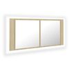 vidaXL Veidrodinė vonios spintelė su LED, ąžuolo, 100x12x45cm, akrilas