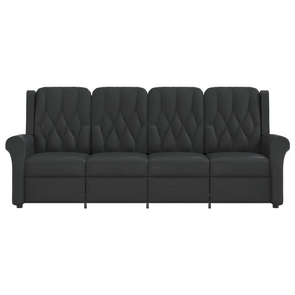 vidaXL Keturvietis atlošiamas masažinis krėslas, juodas, dirbtinė oda