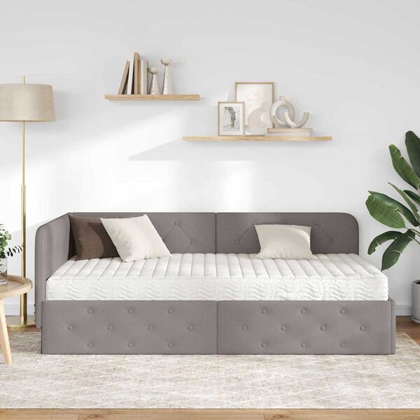 vidaXL Kampinė lovos konstrukcija Taupe 90 x 190 cm audinys