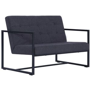 vidaXL Dvivietė sofa su porankiais, tams. pilk. sp., plienas ir aud.