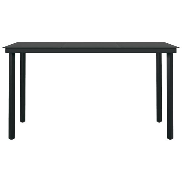 vidaXL Sodo valgomojo baldų komplektas, 7 dalių, pilkas ir juodas