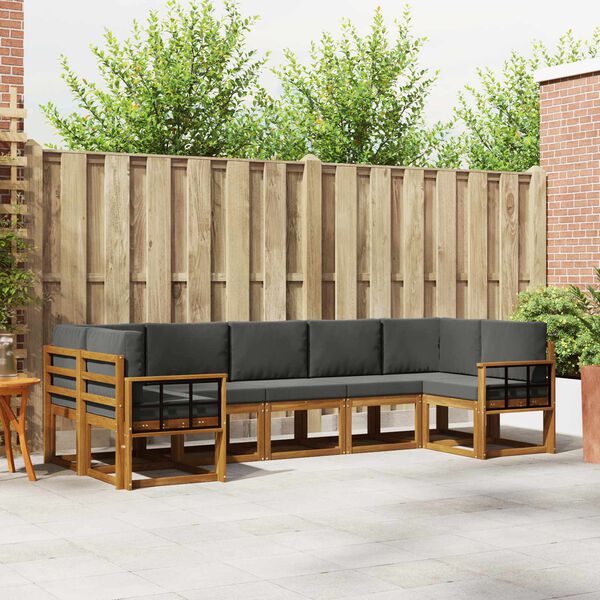 vidaXL Lauko sofos komplektas su pagalve 7 pcs Natūralus ir antracitas