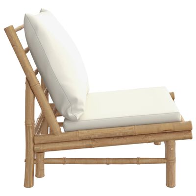 vidaXL Sodo kėdės su kreminėmis baltomis pagalvėlėmis, 2vnt., bambukas