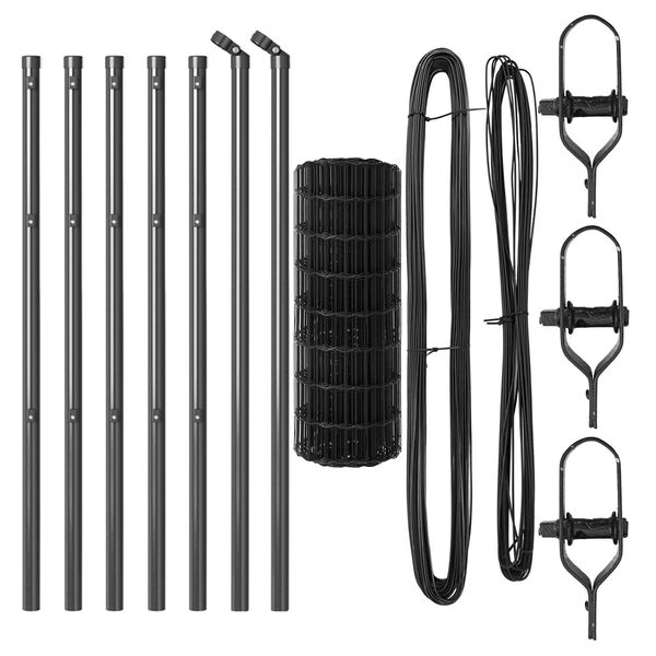 vidaXL Tvora su stulpais Pilka 0,4 x 50 m Plienas ir PVC