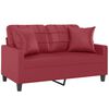 vidaXL Dvivietė sofa su pagalvėlėmis, vyno, 120cm, dirbtinė oda