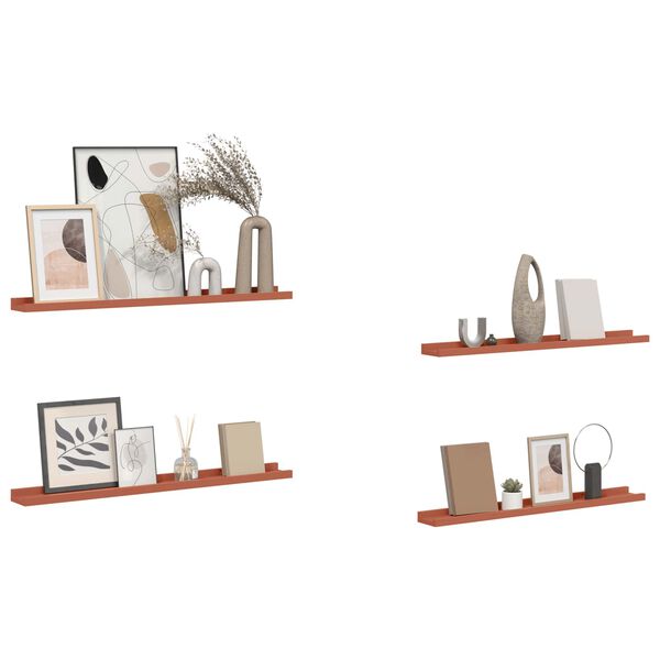 vidaXL Sieninė lentyna 4 pcs Raudona 80 x 9 x 3 cm Apdirbta mediena