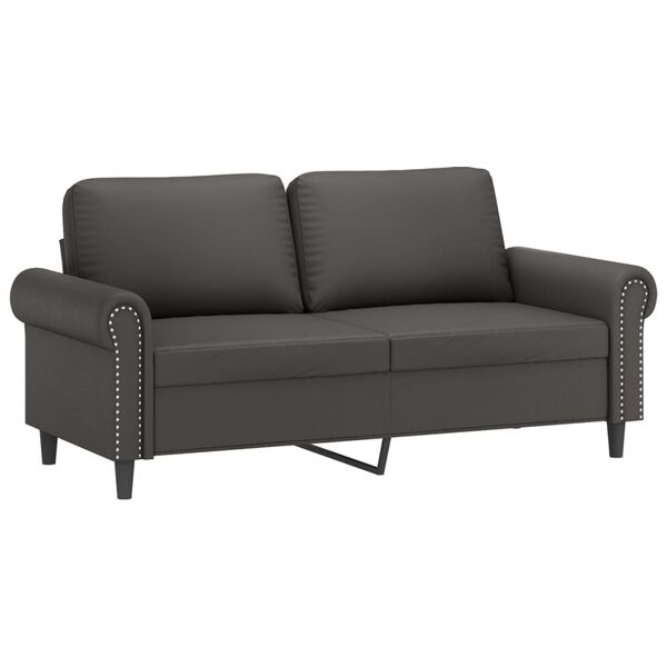 vidaXL Dvivietė sofa, pilkos spalvos, 140cm, dirbtinė oda