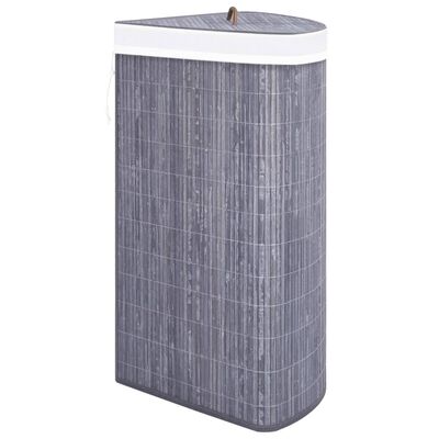 vidaXL Kampinis skalbinių krepšys, pilkos spalvos, bambukas, 60l