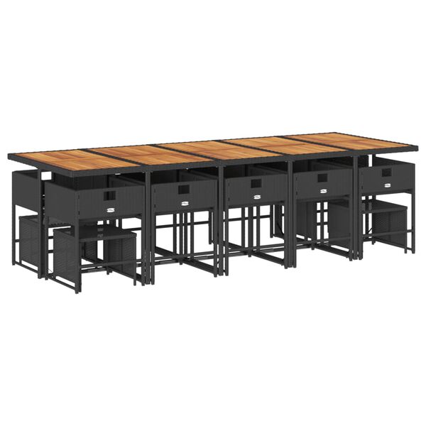 vidaXL Sodo komplektas su pagalvėlėmis, 15 dalių, juodas, poliratanas