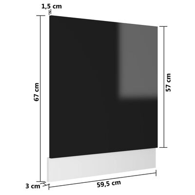 vidaXL Indaplovės plokštė, juodos spalvos, 59,5x3x67cm, MDP, blizgi
