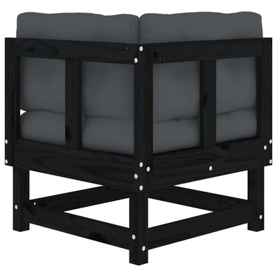 vidaXL Kampinės sofos dalys su pagalvėlėmis, 2vnt., juodos, pušis