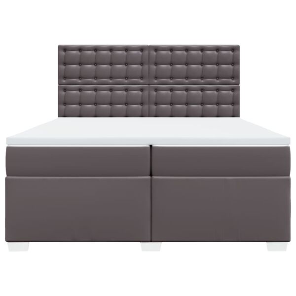 vidaXL Lova su spyruoklėmis ir čiužiniu, pilka, 200x200cm dirbtinė oda